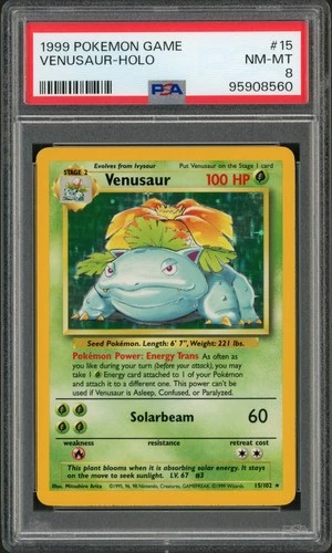 1999 Pokemon Base Set Venusaur Holo Rare #15 PSA 8