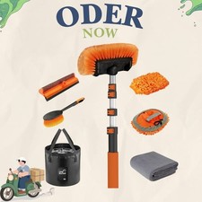 12ft Car Wash Brush Kit Long Handle Soft Bristle Mop Squeegee Towel Bucket Rv Tr 12ft Car Wash Brush Kit Long Handle Soft Bristle Mop Squeegee Towel Bucket Rv Tr