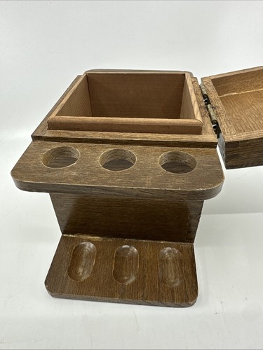 VINTAGE AZTECO 6 PIPE LEGNO TABACCO FUMO PIPA SUPPORTO E SCATOLA LEGNO HUMIDOR - Foto 4 di 6