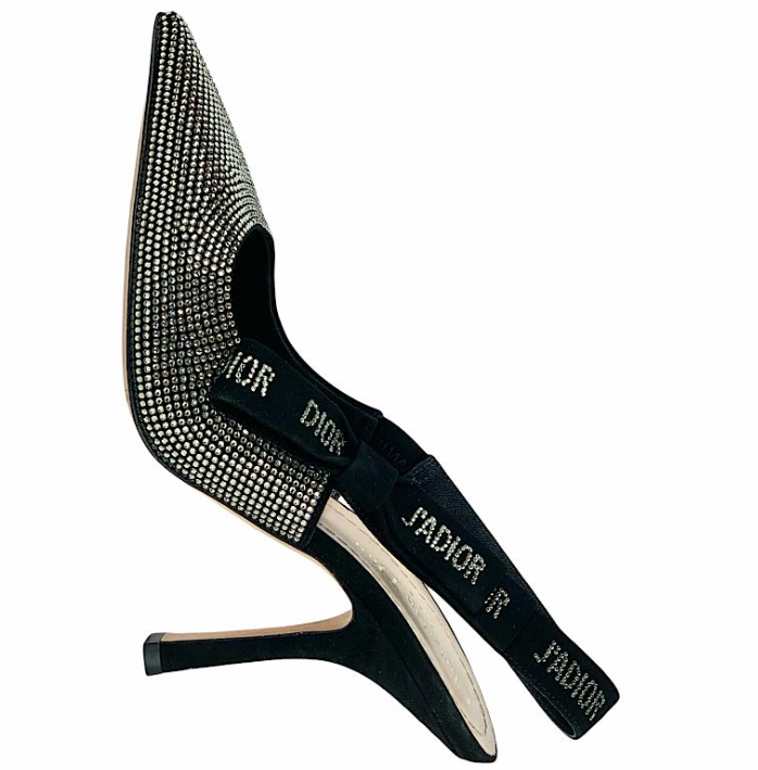 Christian Dior High Heels Suede Black Size:8 Slingback