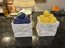 Blueberry And Lemon Ceramic Kitchen Containers-  Vintage And Unique