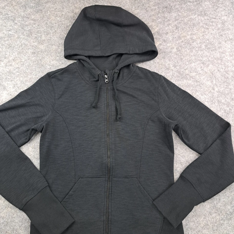 Sudadera Lucy Mujer Pequeña Negra Cremallera Completa Sudadera con Capucha Rendimiento Elastizada Yoga Gimnasio Foto 3 de 4