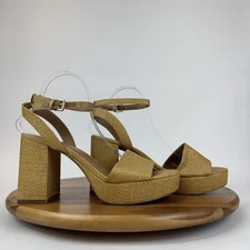 New NWOB Womens Nordstrom Rack Kansel Raffia Platform Heels Sandals Size 11 M