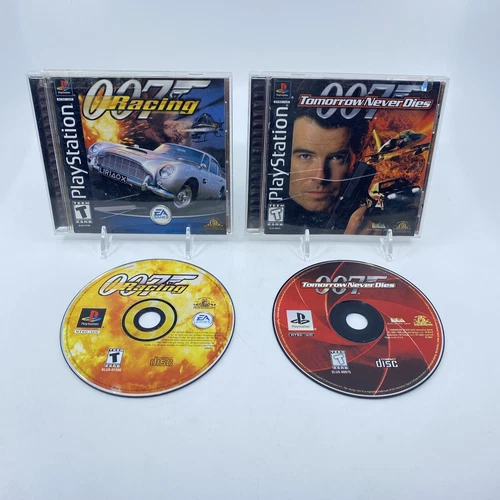 Lot of 2 Sony PlayStation 1 Black Label 007 Racing, 007 Tomorrow Never Dies -CIB