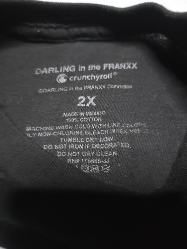 Camiseta Darling in the Franxx 2XL Zero Two Anime Crunchyroll Negra Japón Dibujos Animados - Imagen 3 de 6