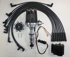 Small Cap FORD FE 390 352 427 428 BLACK HEI Distributor +Coil + Spark Plug Wires