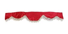 Front Window Red Curtain Plush Velvet White Tassels for Trucks