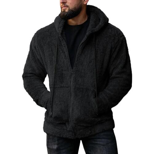 Men's Athletic Warm Soft Sherpa Lined Fleece Zip Up Sweater Jacket Hoodie Coats - Picture 13 of 20