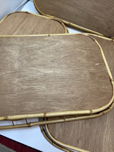 Vtg Wicker Rattan Woven Individual Trays 19" x 13" Set of 4 - Picture 19 of 19