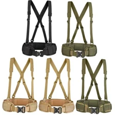 Tactical Battle Padded Equipment Waist Belt with Adjustable Suspenders Straps