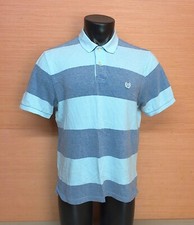 Chaps Natural Stretch Blue Striped Short Sleeve Polo Shirt Adult Size Medium