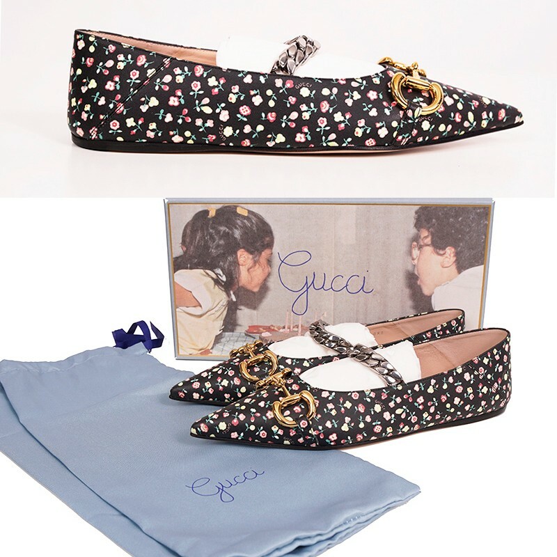 GUCCI 花柄ツイリー 38.5 NEW $890 GUCCI X LIBERTY COLLECTION Blue FLORAL BIRD PRINT