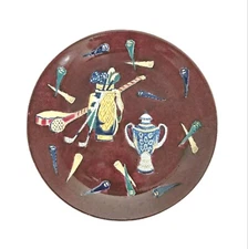 Vtg Ceramic Decorative Golf Collector Plate  Etched Club Trophy Tee 10” G-1 EUC