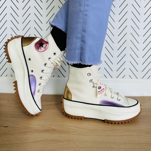 ❤️Zapatos para mujer Converse Run Star plataforma de caminata cromados gruesos talla 8 beige A09796C
