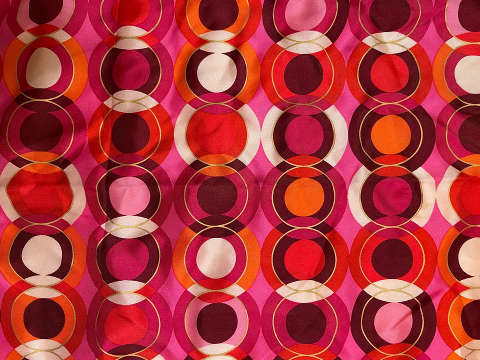 Echo Pinks Red Orange Geometric Circles Silk Scarf NWT Rectangle 11" x 54" - Image 2 of 4