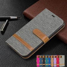 Strap Color Denim Card Wallet Flip Phone Case For iPhone 16 15 14 13 12 Pro Max