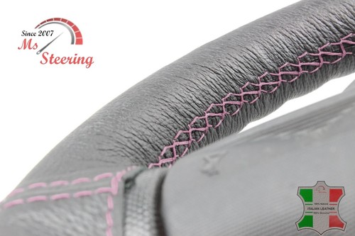 FOR Skoda Octavia MK2 04-12 BLACK LEATHER STEERING WHEEL COVER, BURGUNDY 2 STIT - Picture 7 of 12