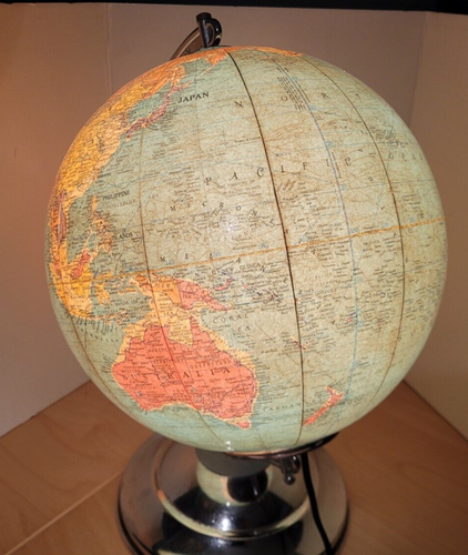 Vintage REPLOGLE 10" LIGHTED Library Globe, Metal Base, VG Cond "GULF of MEXICO" - Picture 5 of 12