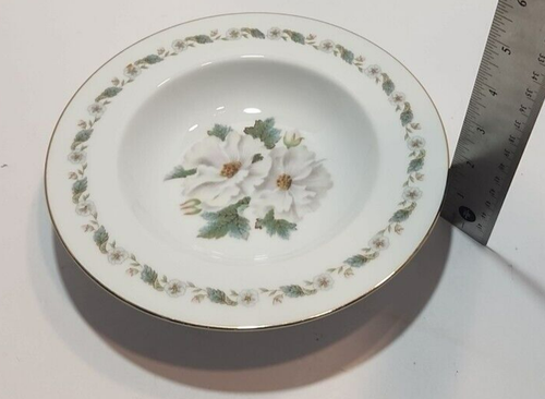 Vtg 1953 Noritake China White Gardenia #5029 Gold Rimmed 8" Soup Bowls Set of 4 - Picture 12 of 12