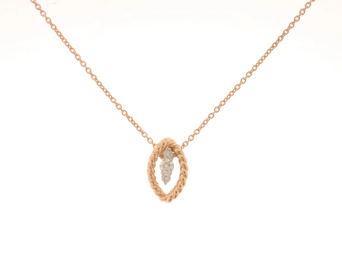 Roberto Coin 18K Yellow Gold Round Diamond Barocco Necklace 15.50