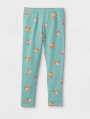 Toddler Girls' Floral Leggings - Cat & Jack Ocean Green 12M