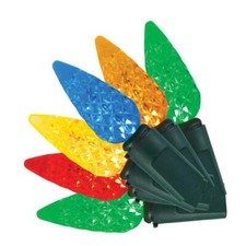 150 Light Faceted LED C6 Multi Colored Christmas String Lights Spool 49.6 ft.