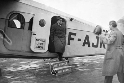 Pierre Cot Minister Air beim Aussteigen aus dem Flugzeug nach einer Reise Algier - 1933 4x6 Ph