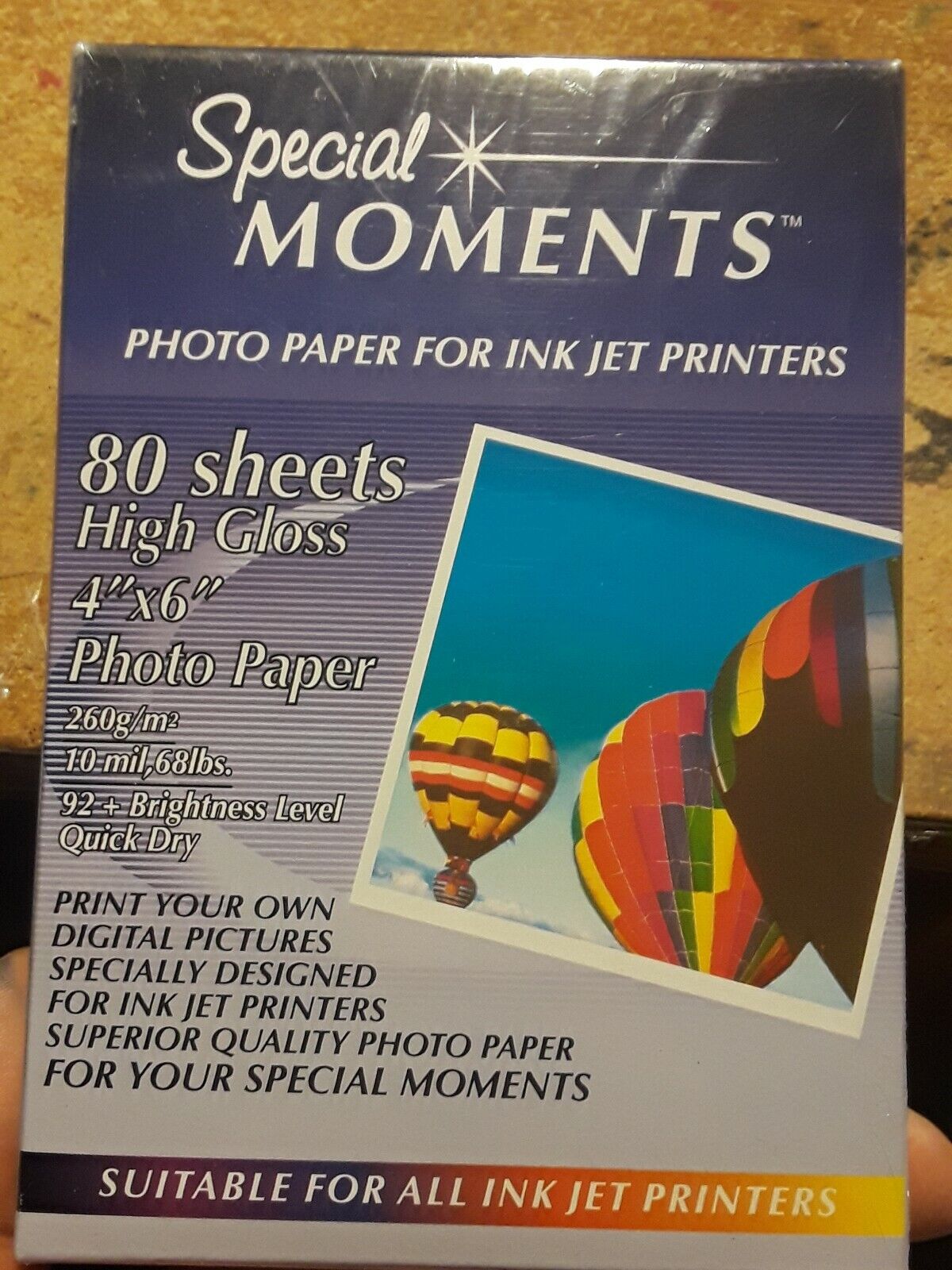 SPECIAL MOMENTS PHOTO PAPER FOR INK JET PRINTERS GLOSSY 4" X 6" - 80 SHEETS- NEW