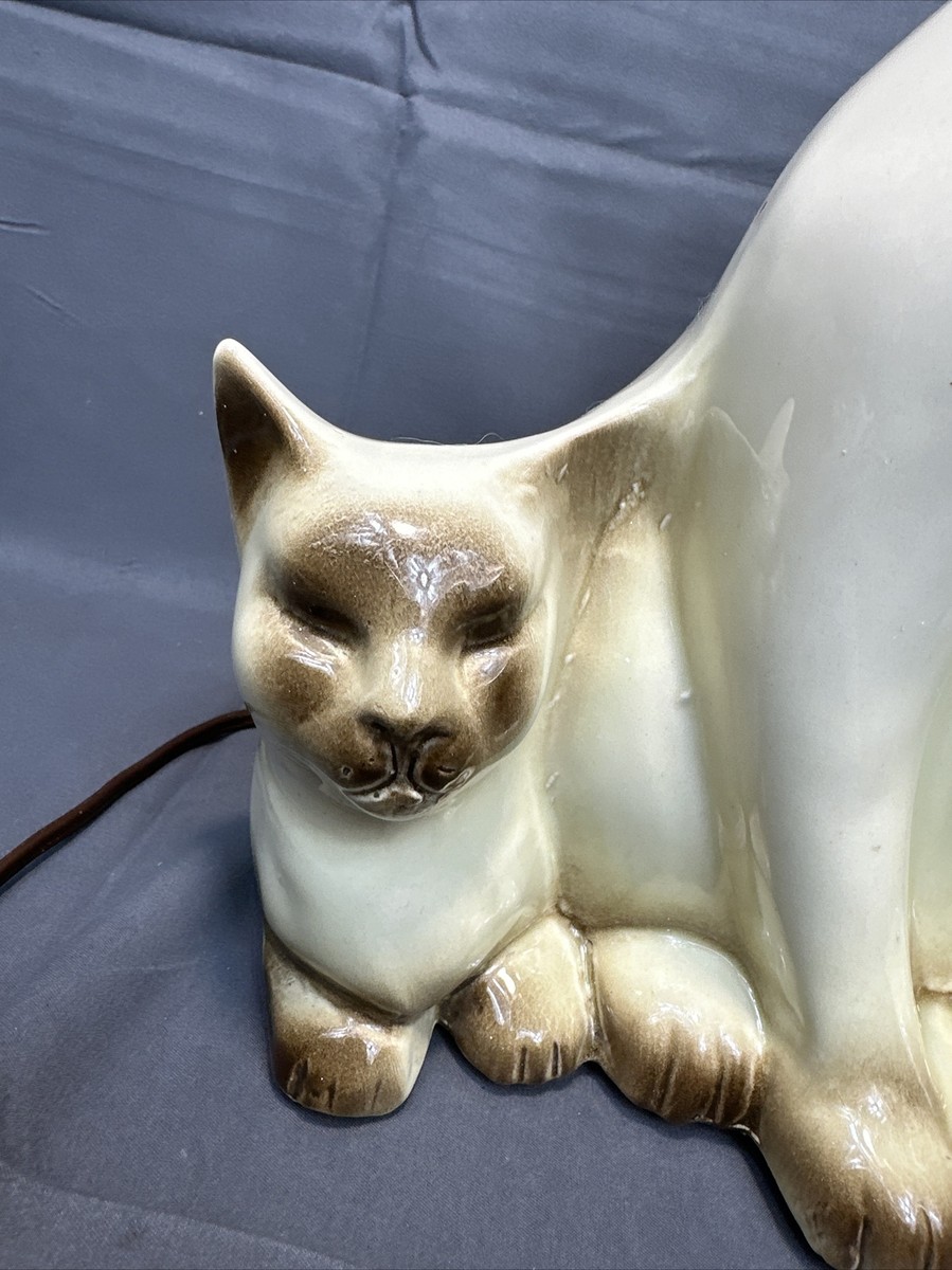 Rare VTG California Siamese 3 Cat Porcelain TV Lamp 1950's