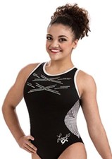 LAURIE HERNANDEZ Leotard GK ELITE gymnastics TANK Black SEQUINZ Bling SIZE: CL