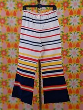 DEADSTOCK 1970  S MULTI COLOR STRIPED BELL BOTTOMS COTTON PANTS 