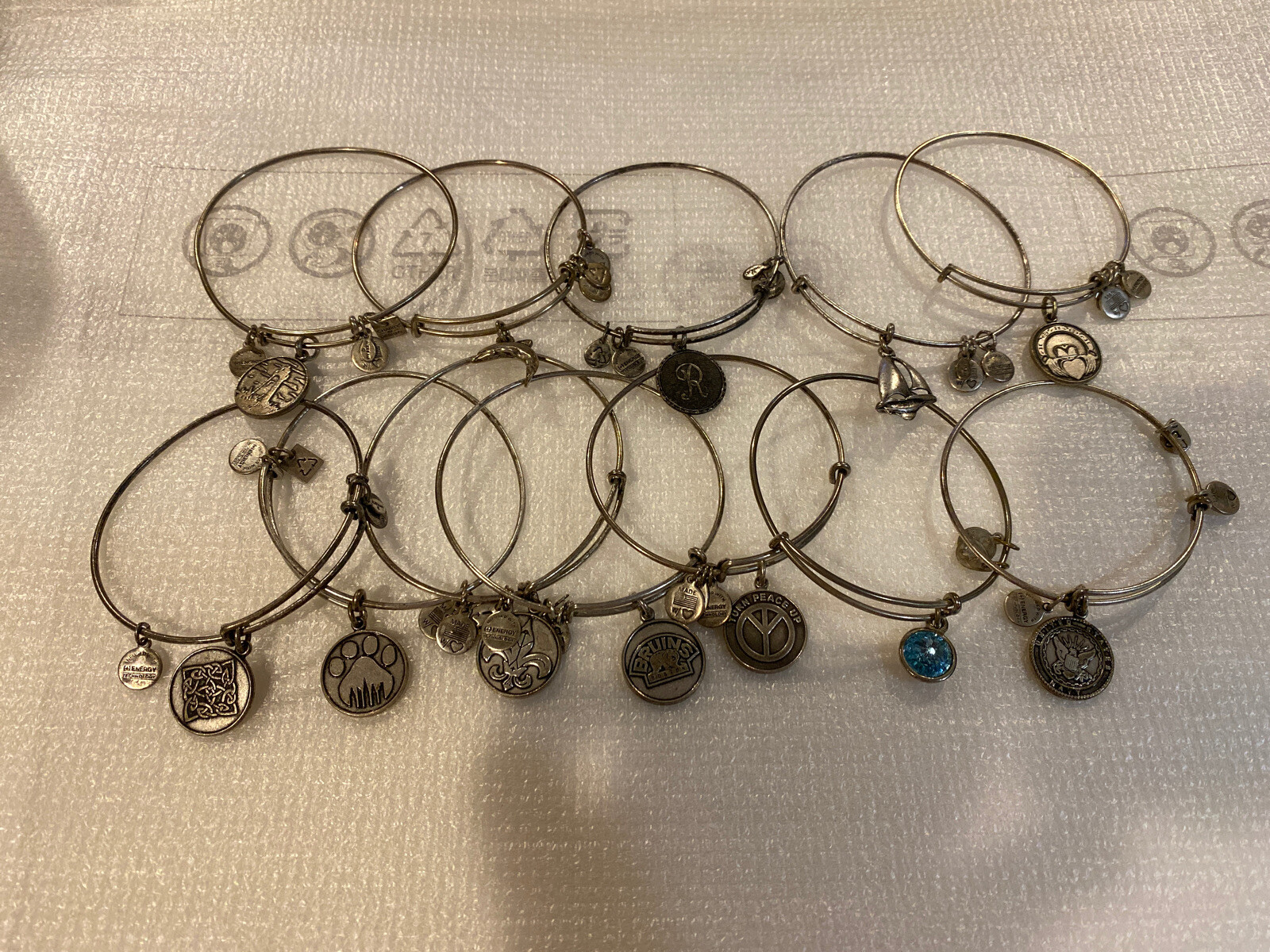 Alex and Ani Silver Tone Bangle Bracelets Lot of 12