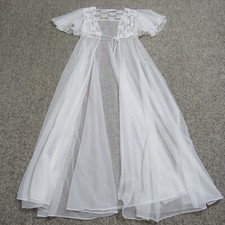 Vintage Val Mode Lingerie Floral Lace Fairy Bridal Cover Up Robe Petite 