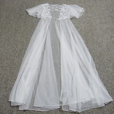 Vintage Val Mode Lingerie Floral Lace Fairy Bridal Cover Up Robe Petite *