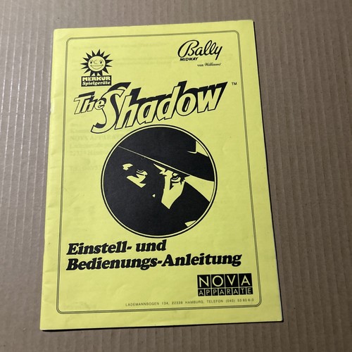 original German? The Shadow Bally Nova Pinball arcade game Owners manual