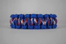 550 Paracord Survival Bracelet Cobra Blue/Americana "Made in the USA"