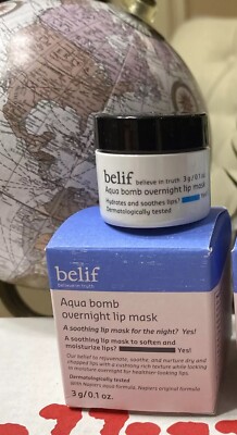 Belif Aqua Bomb Overnight Lip Mask 3 g /.1 oz Travel Size NIB R