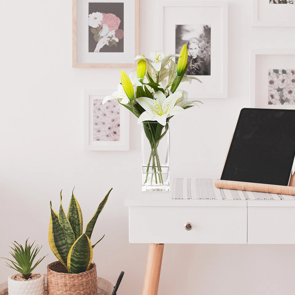 人造真实触摸老虎百合花透明玻璃花瓶带人造水 — 第 3/4 张图片