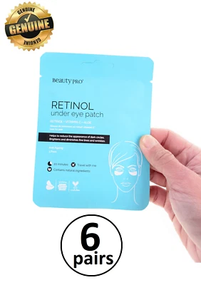 6 Pairs Beauty Pro Retinol Under Eye Patch Reduce Dark Circles & Wrinkles 10.5g