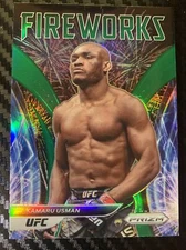 2022 Panini UFC Prizm KAMARU USMAN Fireworks Insert GREEN Parallel SSP