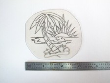 vtg 1960s 1970s Tattoo Flash acetate stencil Sunset and Palm signed v2 OC1