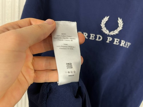 Womens Fred Perry Blue Boxy Fit Embroidered Big Logo Thick Cotton T-Shirt 10 - Picture 7 of 7