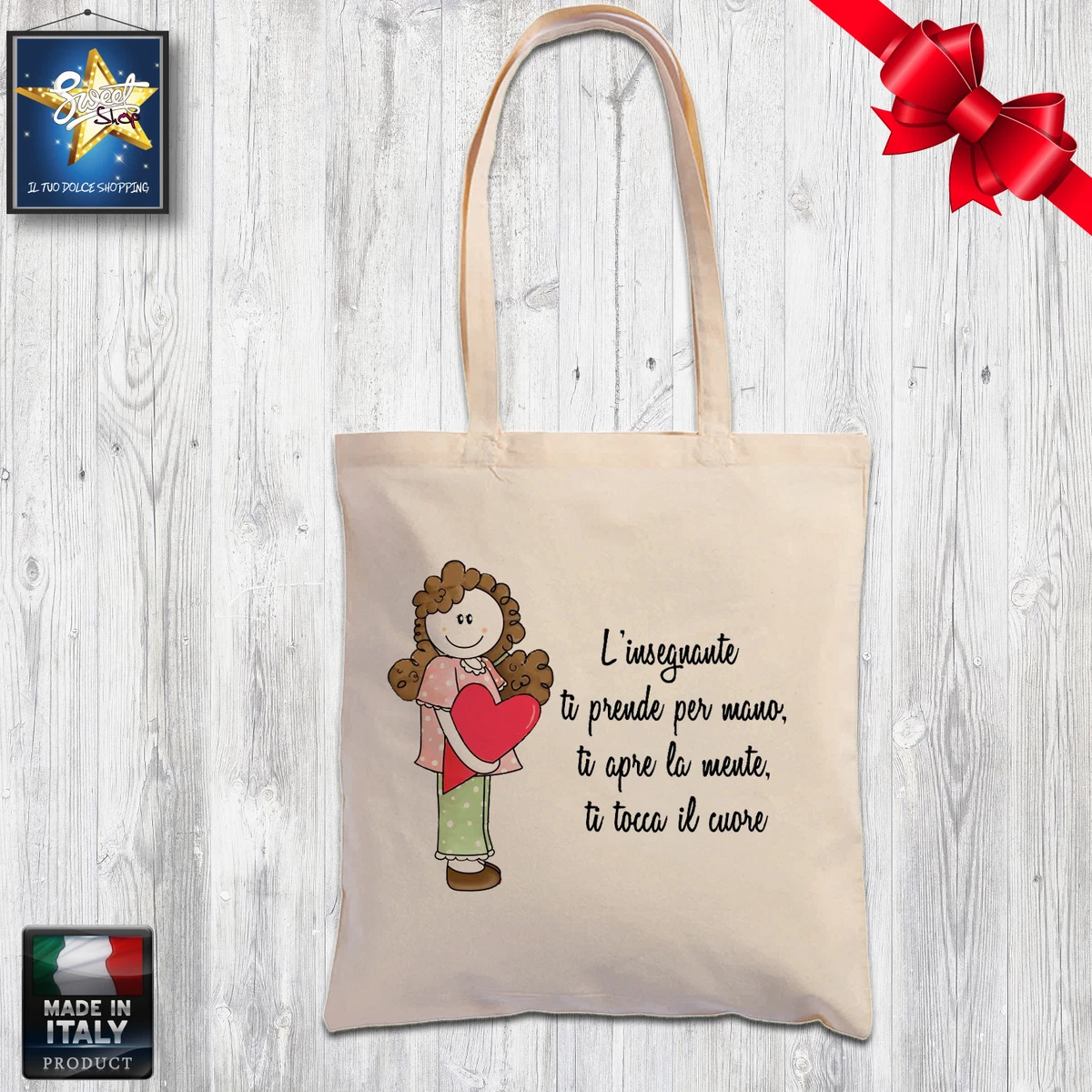 Borsa In Cotone 'Educatore' – Regalo Originale Per Educatrici, Maestre E Mamme Per La Festa Della Mamma O Il Nido
