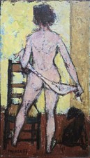 Raoul PRADIER (1929-2017) HsT 1955 Nu 41x24cm École de Paris Jeune Peinture