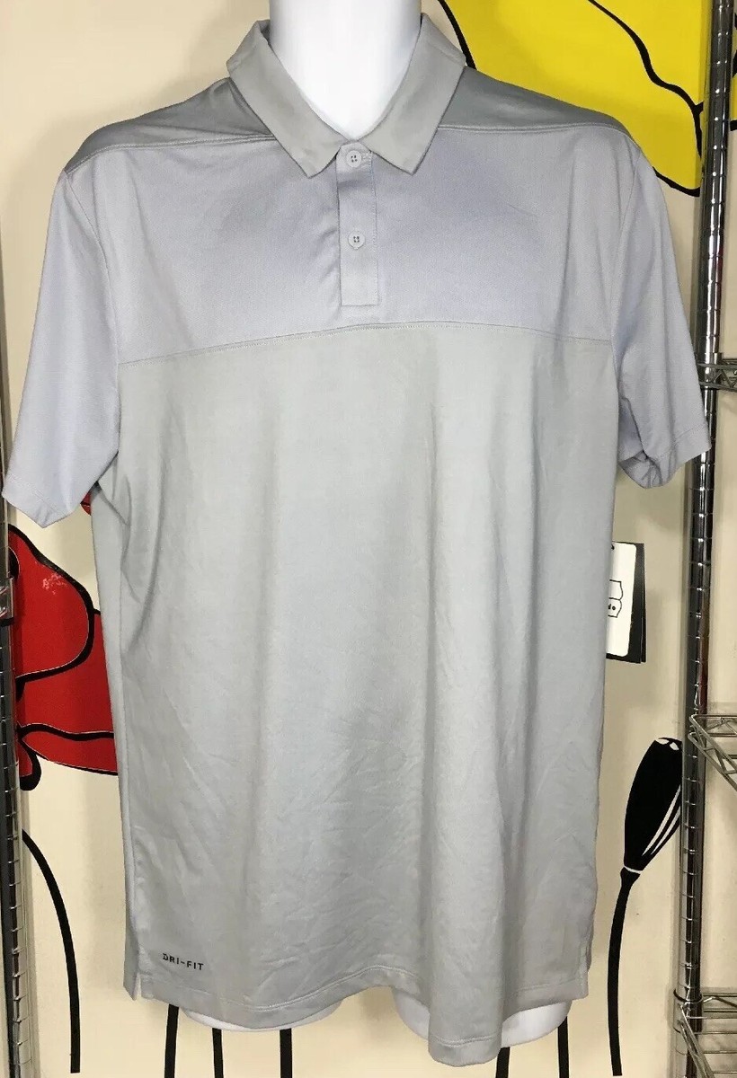 NEW Nike Golf Dry Fit Dark Gray Color Block Polo Size M