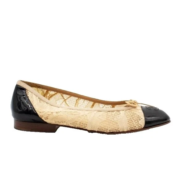 Parte superior de cuero patentado informal de ballet CHANEL para mujer