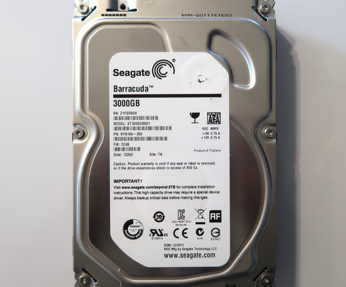 Seagate ST3000DM001 9YN166-300 CC49 TK Thailand (Z1F) 3TB 3.5" Sata HDD 12/2011 - Picture 5 of 8