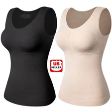 Shapewear Camisoles with Built in Bra Tummy Control Body Shaper Padded Tank Tops