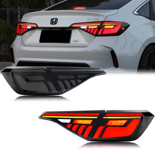 Smoked LED Tail Lights Fit 2022-2024 Honda Civic Sedan Rear Lights w/ Animation - Picture 2 of 13
