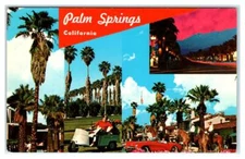 PALM SPRINGS, CA California ~ Multiview & 1963? CORVETTE  c1960s Postcard